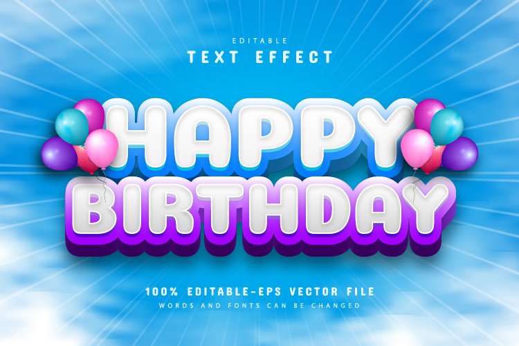Happy Birthday Text Effect | Design Bundles