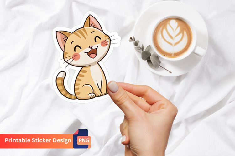 Happy Cat Sticker Kawaii Happy Cat Sticker