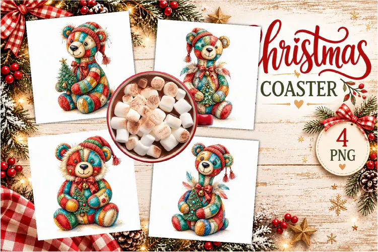 Patchwork Christmas Reindeer Coasters | Cute animals