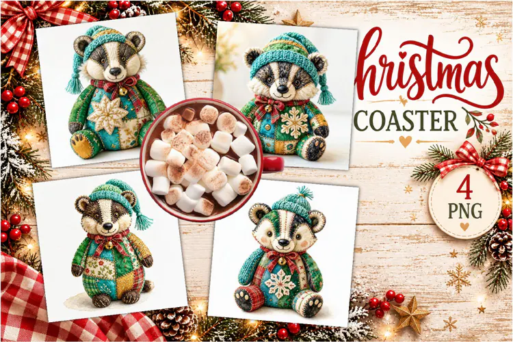 Patchwork Christmas Reindeer Coasters | Cute animals