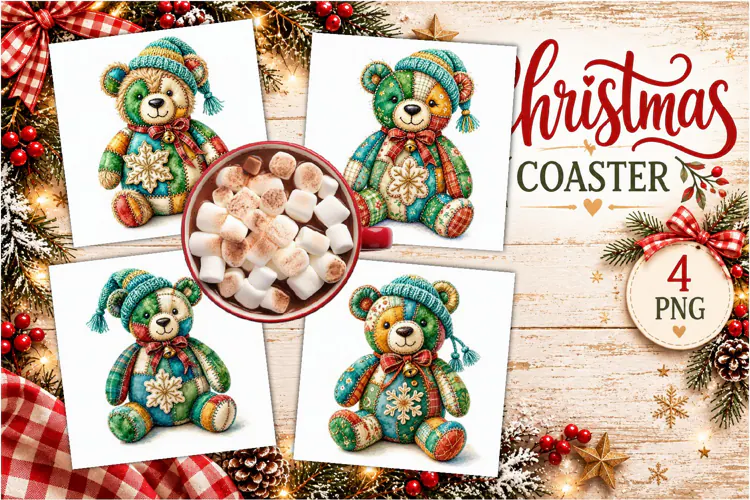 Patchwork Christmas Reindeer Coasters | Cute animals