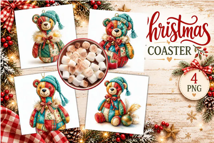 Patchwork Christmas Reindeer Coasters | Cute animals