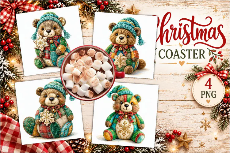 Patchwork Christmas Reindeer Coasters | Cute animals