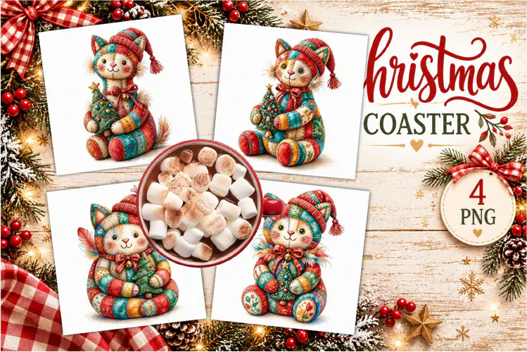 Patchwork Christmas Reindeer Coasters | Cute animals