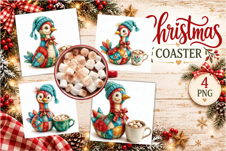 Patchwork Christmas Reindeer Coasters | Cute animals