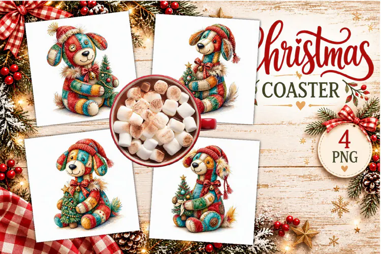 Patchwork Christmas Reindeer Coasters | Cute animals