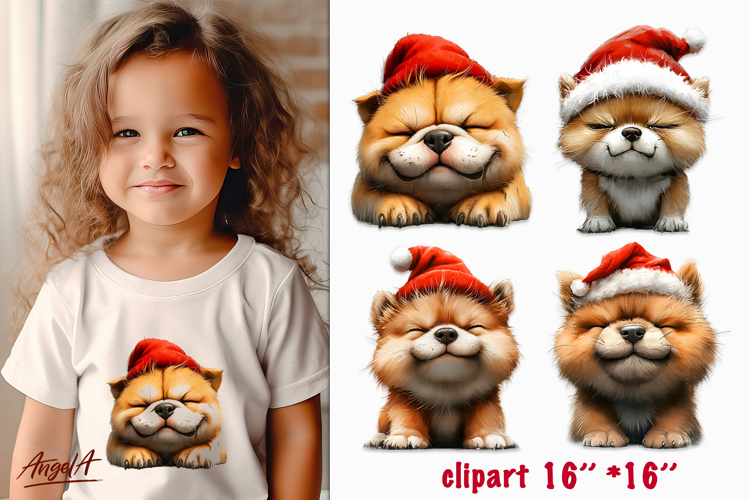 Christmas dog clipart, sad dog sublimation Akita PNG