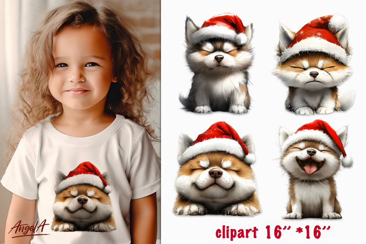 Christmas dog clipart Sad dog sublimation shiba inu png