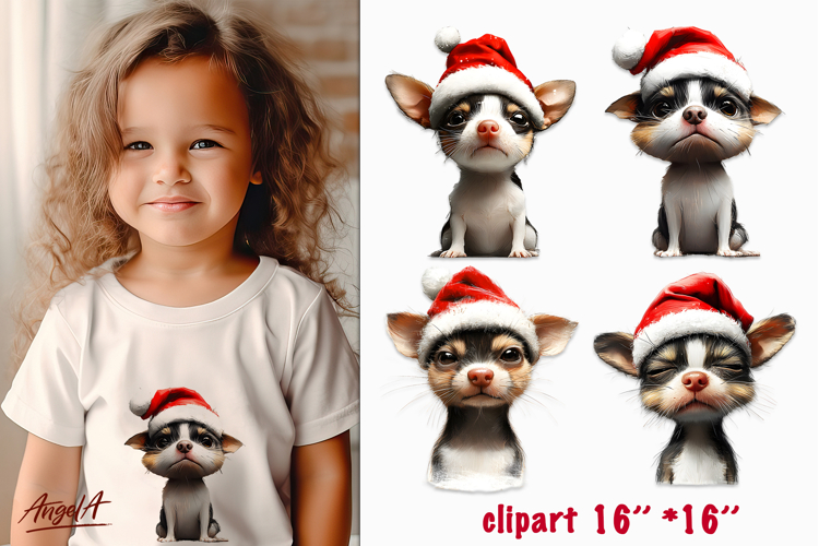 Christmas dog clipart Sad dog sublimation Rat terrier