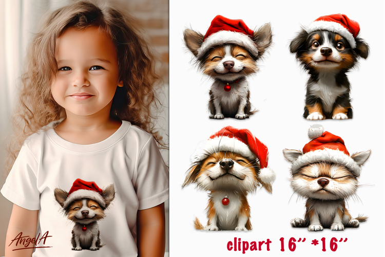 Christmas dog clipart Sad puppy dog sublimation