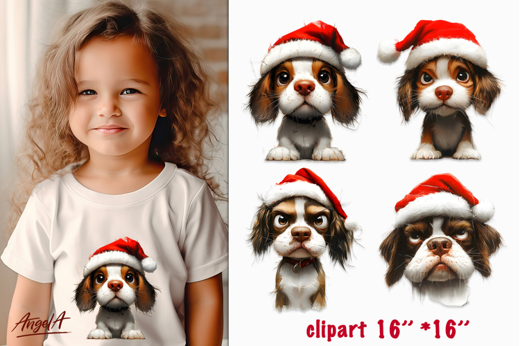 Christmas dog clipart Sad puppy sublimation cavalier king