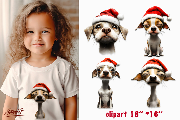 Christmas dog clipart Sad whippet sublimation PNG