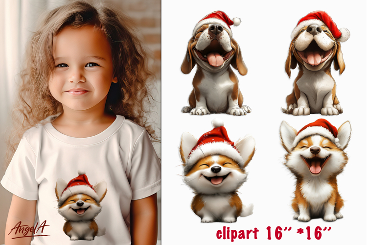 Happy Christmas dog clipart Cute Shiba Inu, Beagle PNG