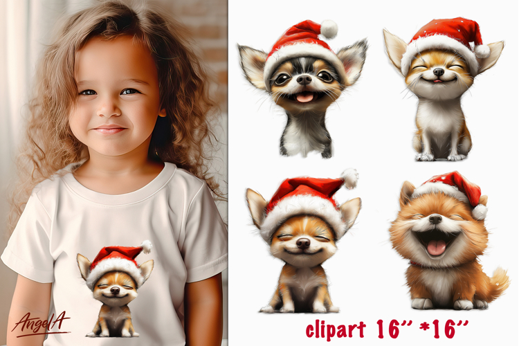 Happy Christmas dog clipart Cute Chihuahua, Chow chow PNG