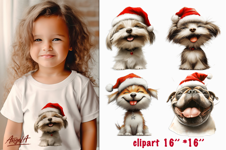 Happy Christmas dog clipart Cute Shih tzu PNG