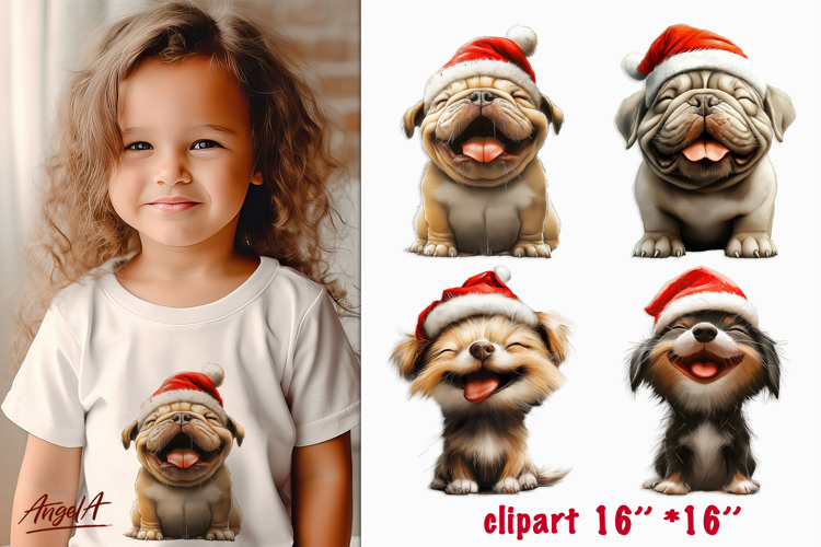 Christmas dog clipart Cute Shar pei PNG Happy pet