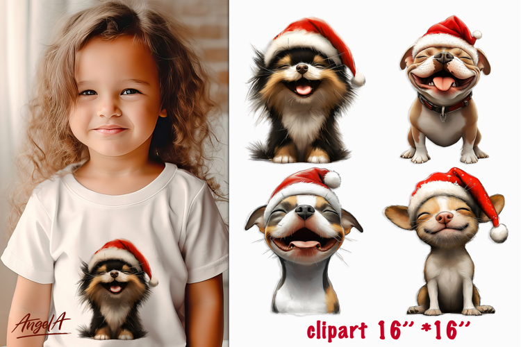 Christmas dog clipart Cute puppy PNG Happy pet