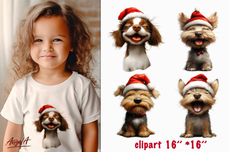 Christmas dog clipart Cute puppy PNG Happy pet Airedale