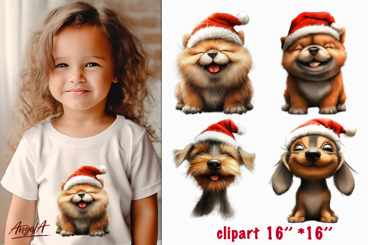 Christmas dog clipart Cute puppy PNG Happy pet Chow chow