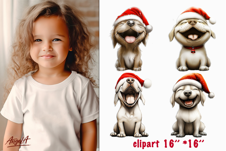 Christmas dog clipart Cute puppy HappyLabrador retriever PNG