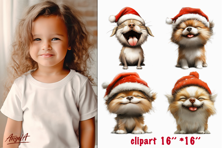 Christmas dog clipart Cute puppy Happy Pekingese PNG