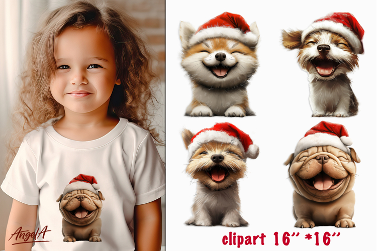 Christmas dog clipart Cute puppy Happy animal PNG