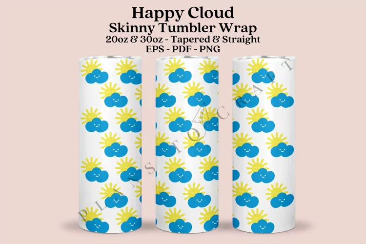 Happy Cloud Skinny Tumbler Sublimation Wrap