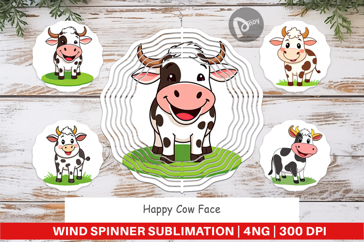 Wind Spinner Happy Cow Face