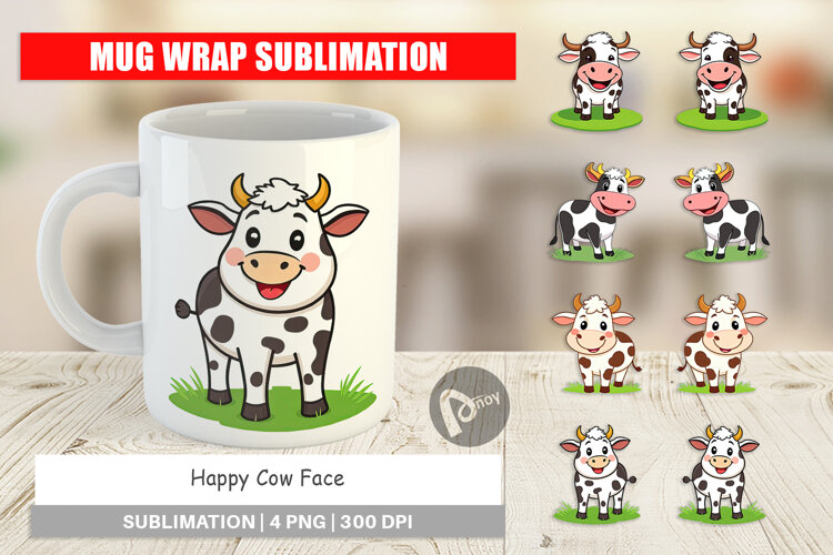 Mug Wrap Happy Cow Face example image 1