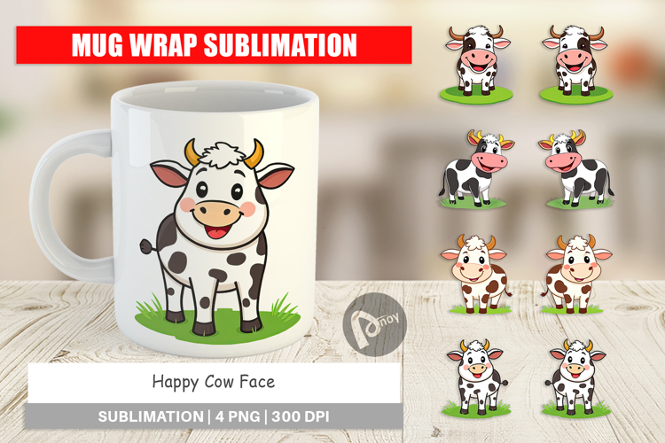 Mug Wrap Happy Cow Face