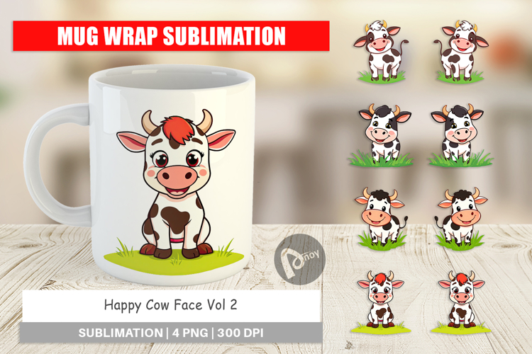 Mug Wrap Happy Cow Face