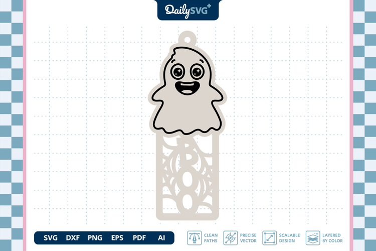 Cute Ghost Bookmark SVG Halloween Spooky Cut File