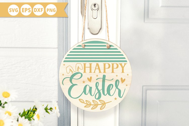 Happy easter SVG - Easter Round Sign Design