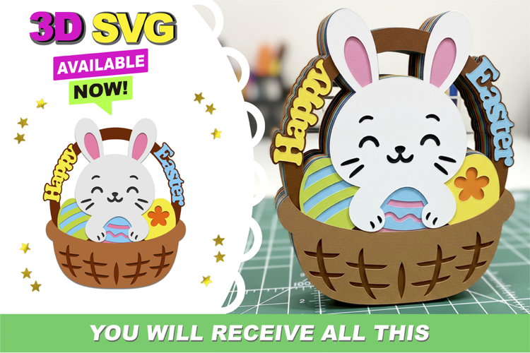 Happy Easter Topper 3D SVG