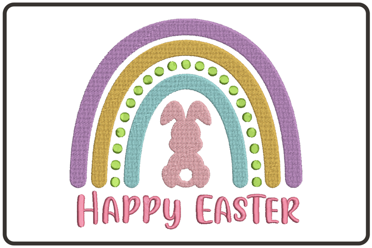 Happy Easter Rainbow Embroidery Design