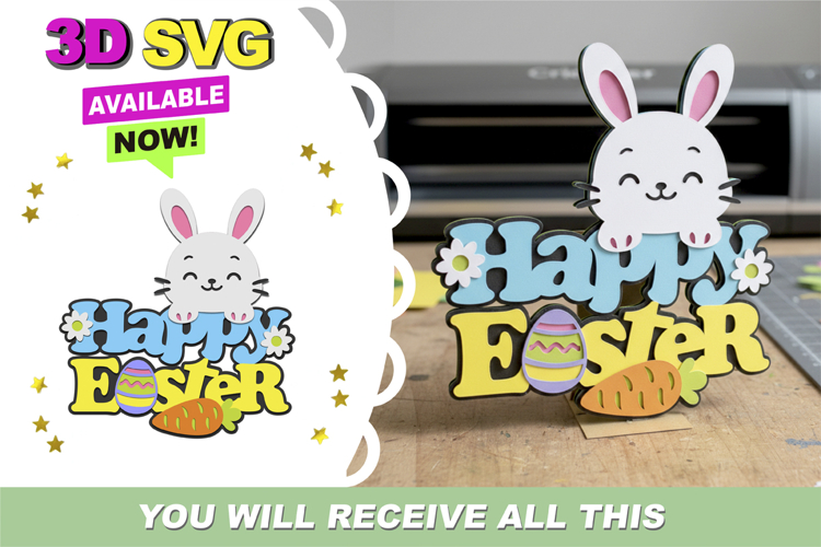 Happy Easter Topper 3D SVG