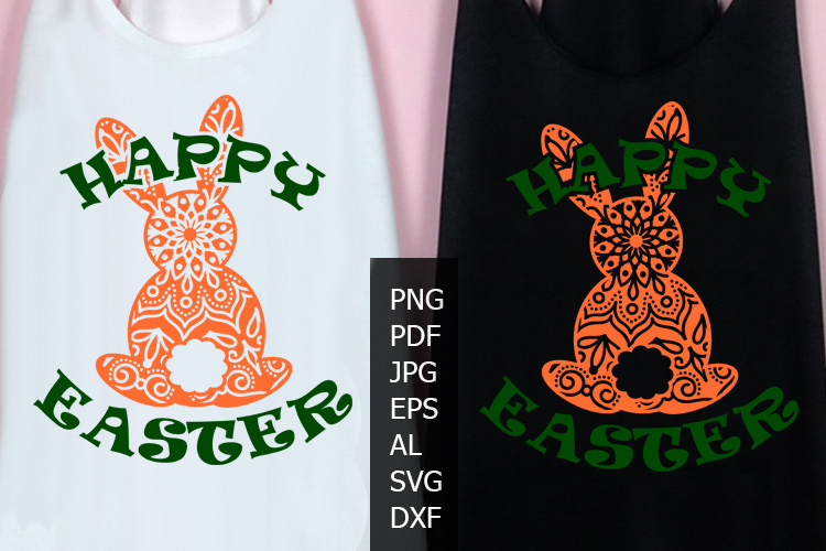 Happy Easter decoration Bunny Mandala T-shirt design Rabbit