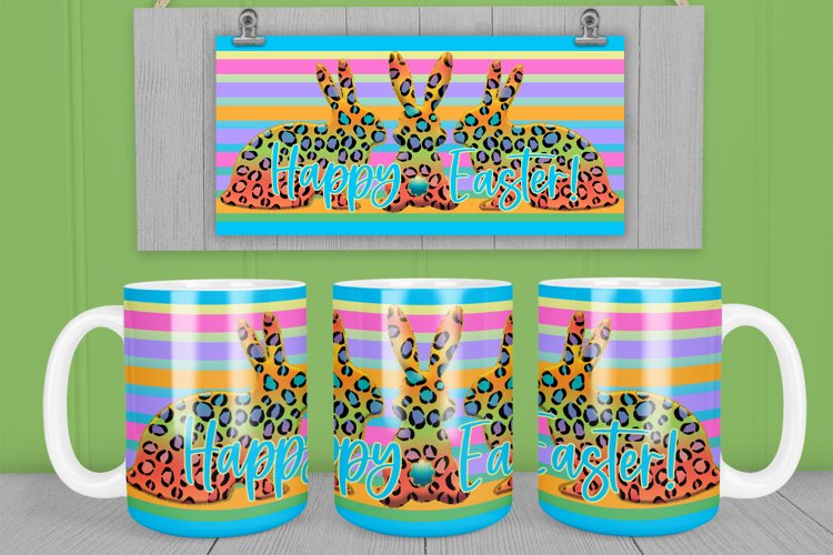 Mug sublimation design happy Easter bunny wrap example image 1