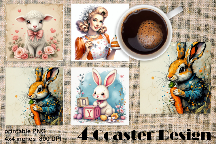Happy Easter bunny Square Coaster Sublimation