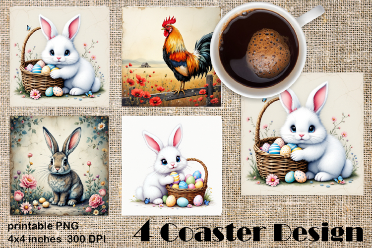 Happy Easter bunny Square Coaster Sublimation
