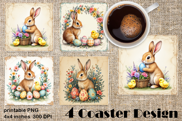 Happy Easter bunny Square Coaster Sublimation