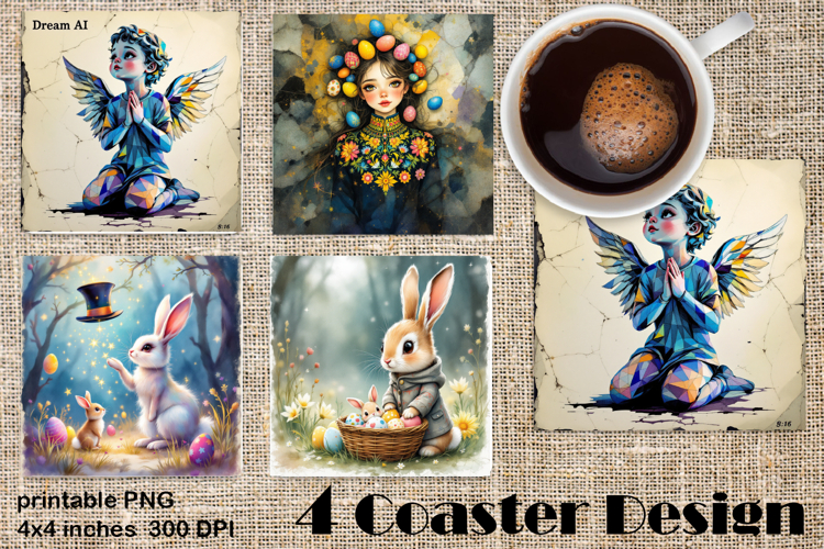 Happy Easter bunny Square Coaster Sublimation