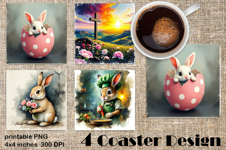 Happy Easter bunny Square Coaster Sublimation