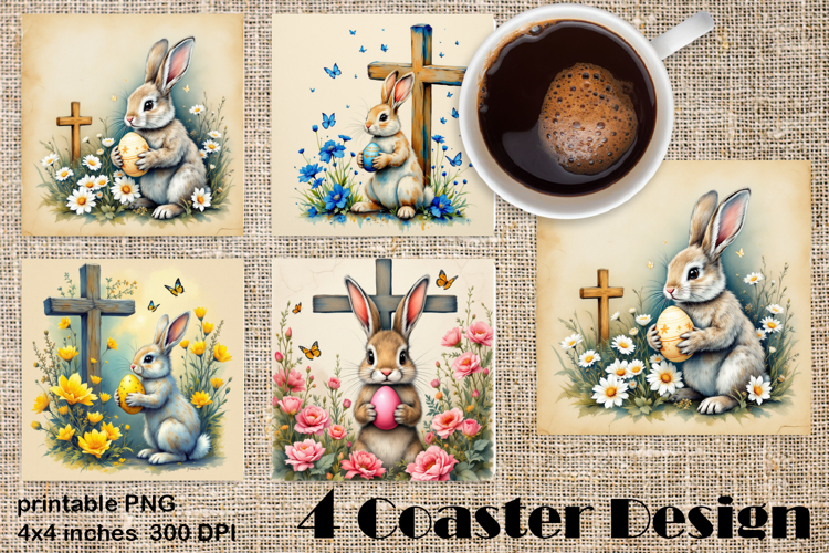 Happy Easter bunny Square Coaster Sublimation
