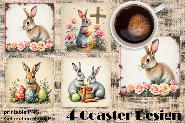 Happy Easter bunny Square Coaster Sublimation