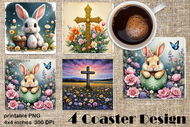 Happy Easter bunny Square Coaster Sublimation