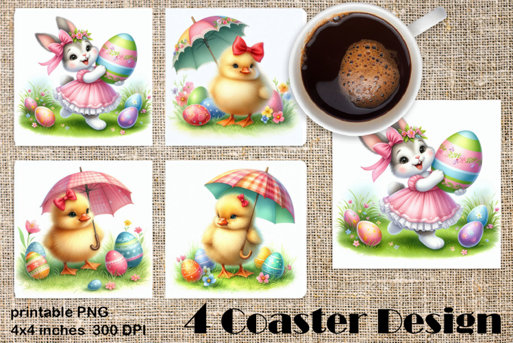 Happy Easter Square Coaster Sublimation