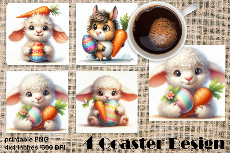 Happy Easter Square Coaster Sublimation