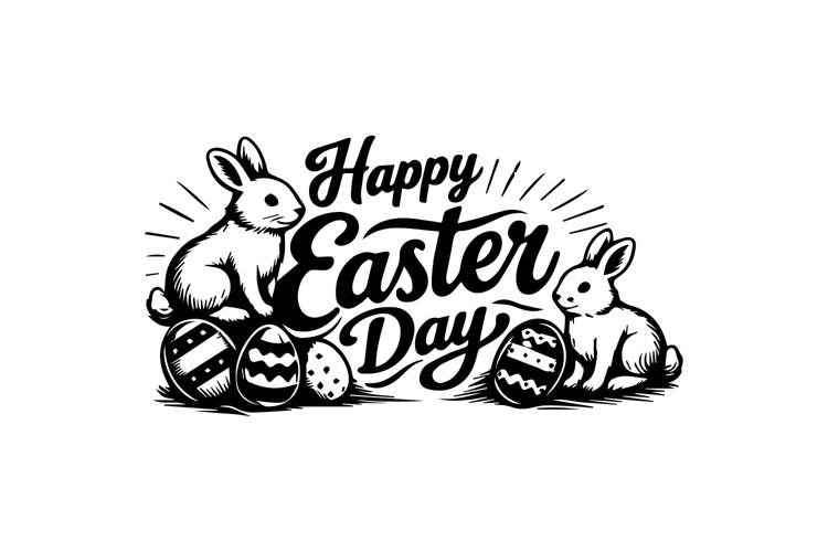 Happy Easter Day Retro Typography Horizontal Design