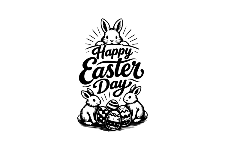 Happy Easter Day Retro Typography Vertical Design